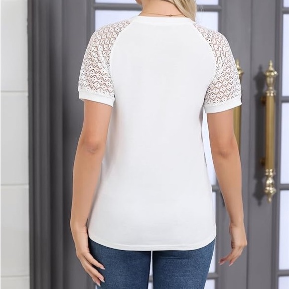 V-Neck Top with Lace Sleeves - Picture 6 of 9